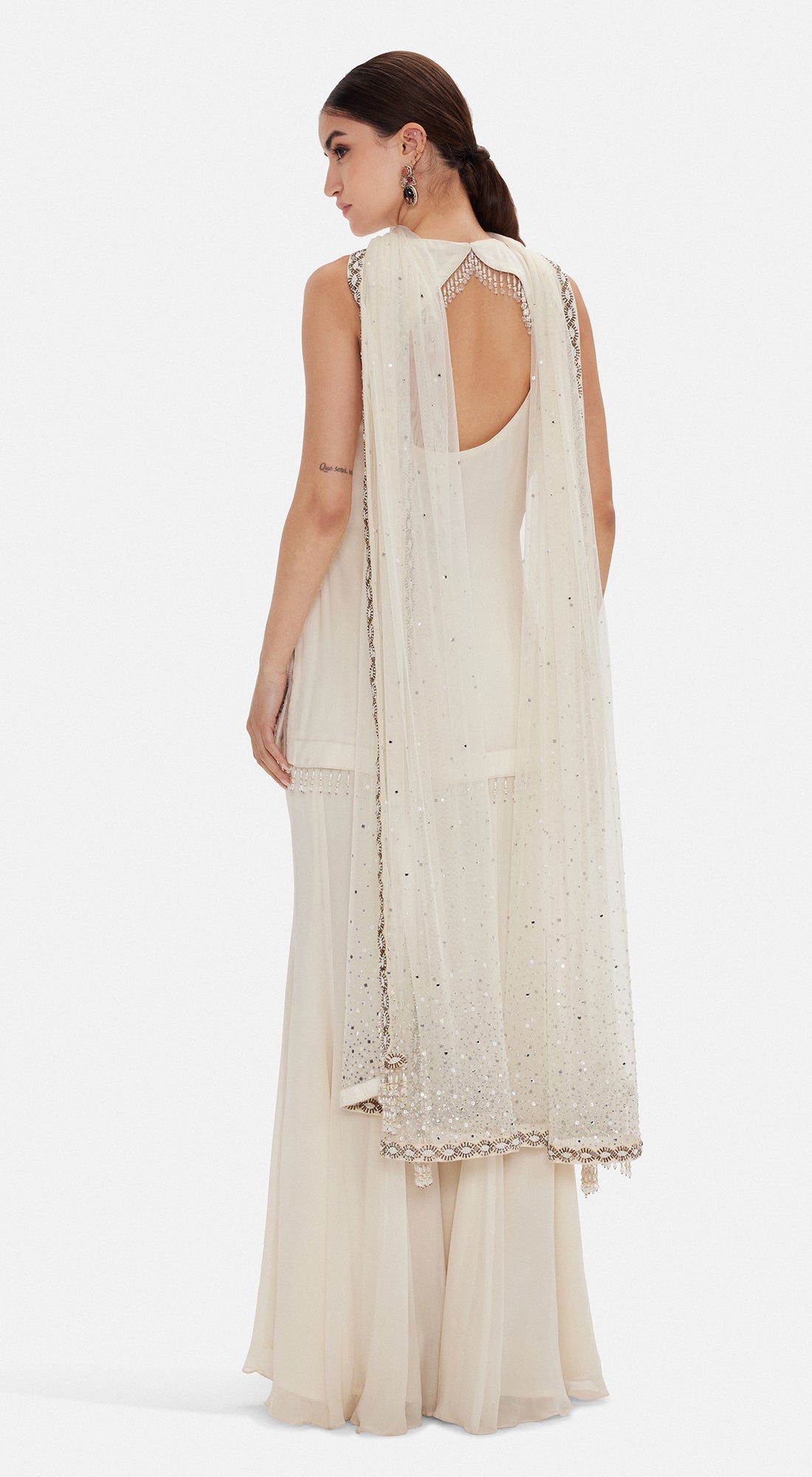 The Ivory Glacé Sharara Set