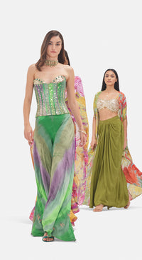 The Solstice Stripe Corset & Sharara Set