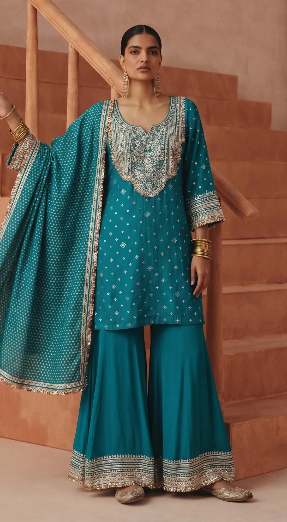 EMERALD ROGUE EMBROIDERED SHARARA SET