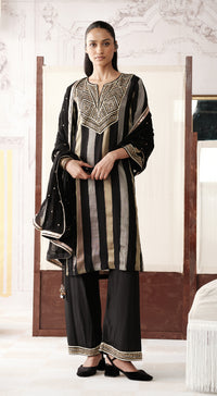 Black palazzo suit with sequin bead and gota lace work - Basanti kapde aur koffee