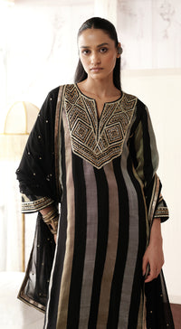 Black palazzo suit with sequin bead and gota lace work - Basanti kapde aur koffee