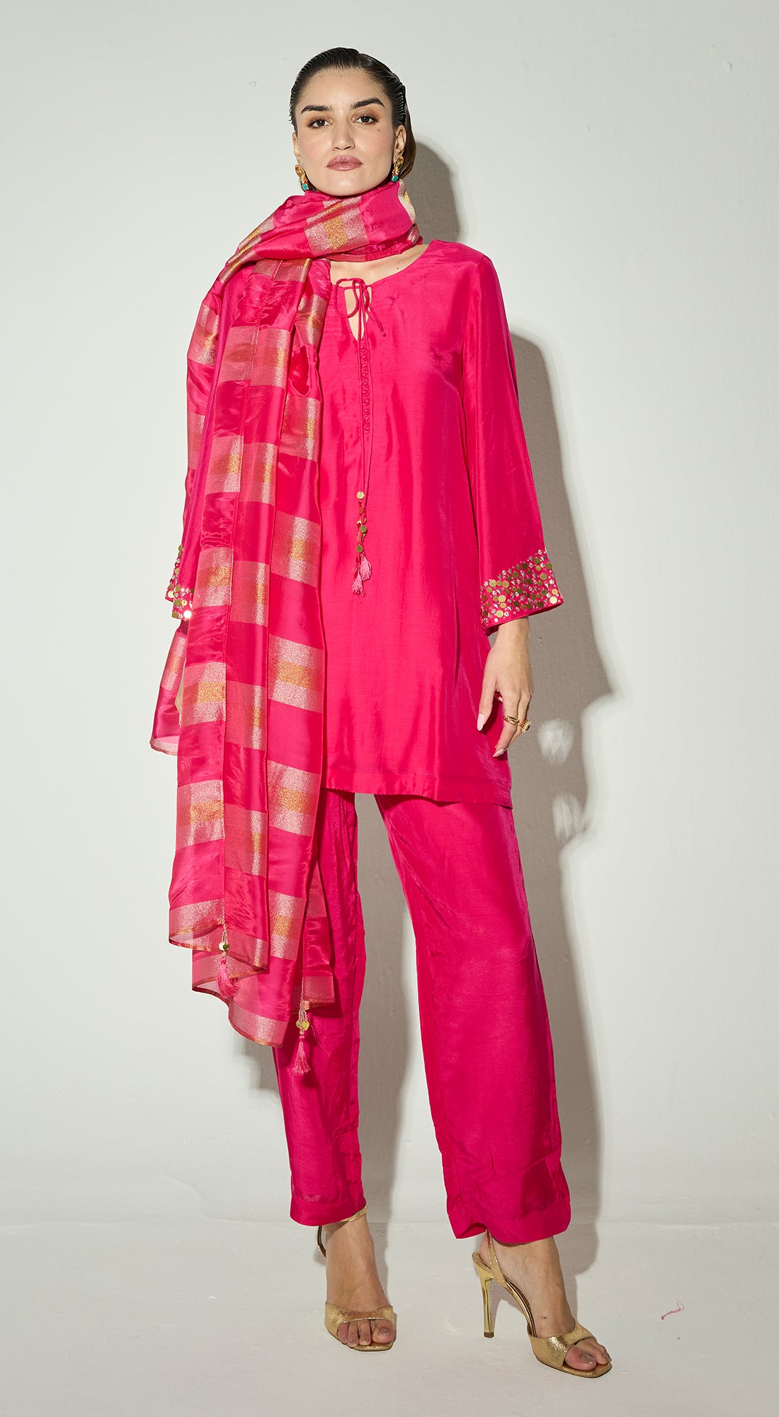 Rani-Pink Silk Embellished Co-ord Set