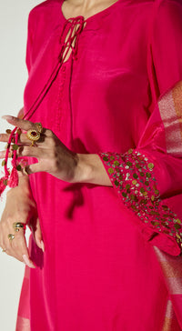 Rani-Pink Silk Embellished Co-ord Set