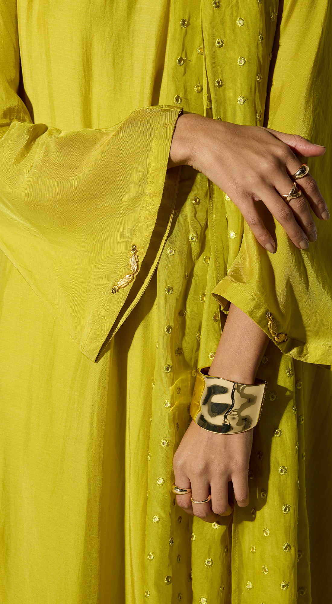 Green Silk Embellished Anarkali Set