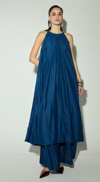 Royal Blue Linen Anarkali Set