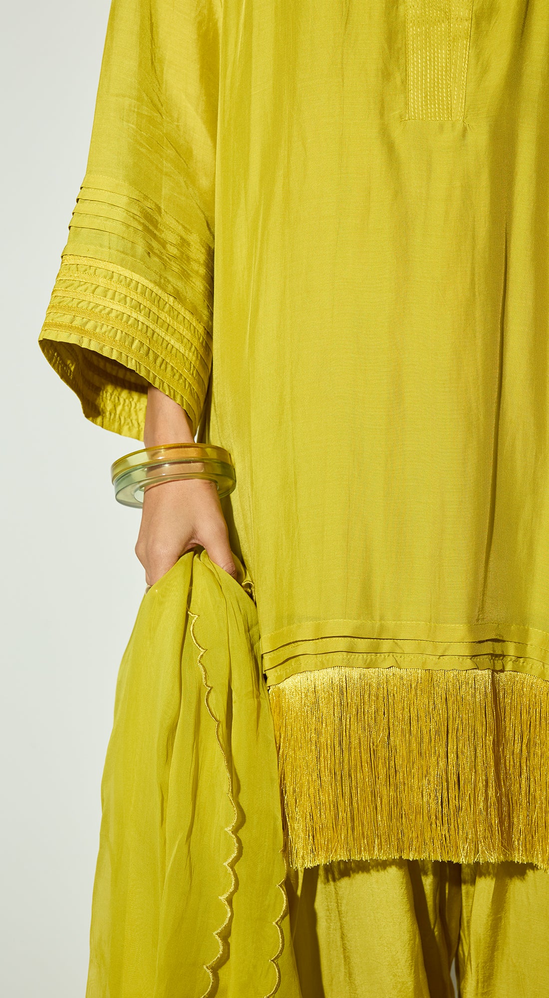 Green Silk Embroidered Co-ord Set