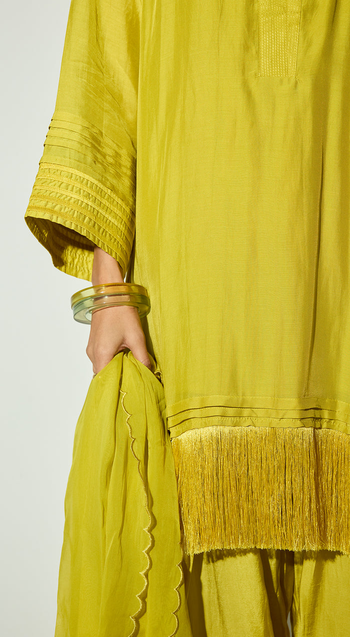 Green Silk Embroidered Co-ord Set