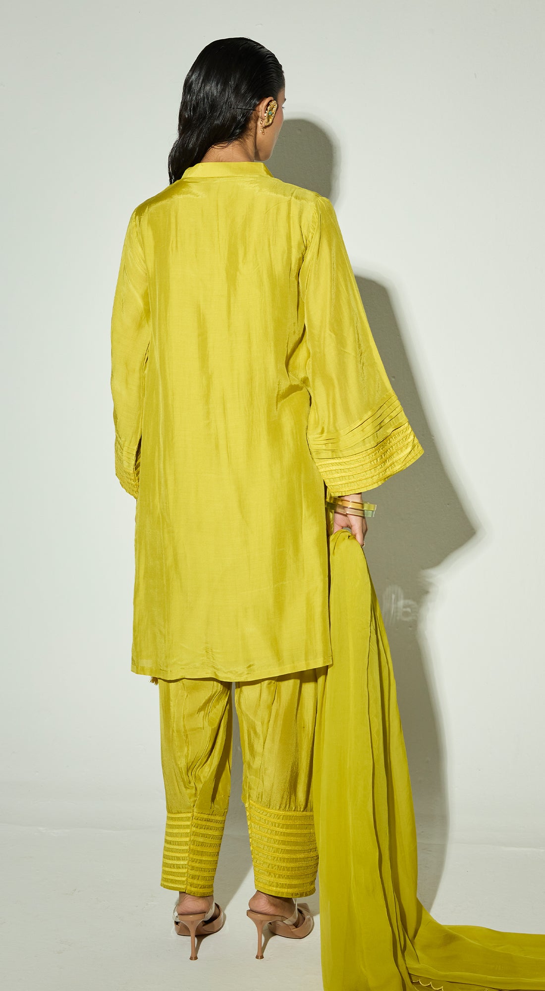 Green Silk Embroidered Co-ord Set