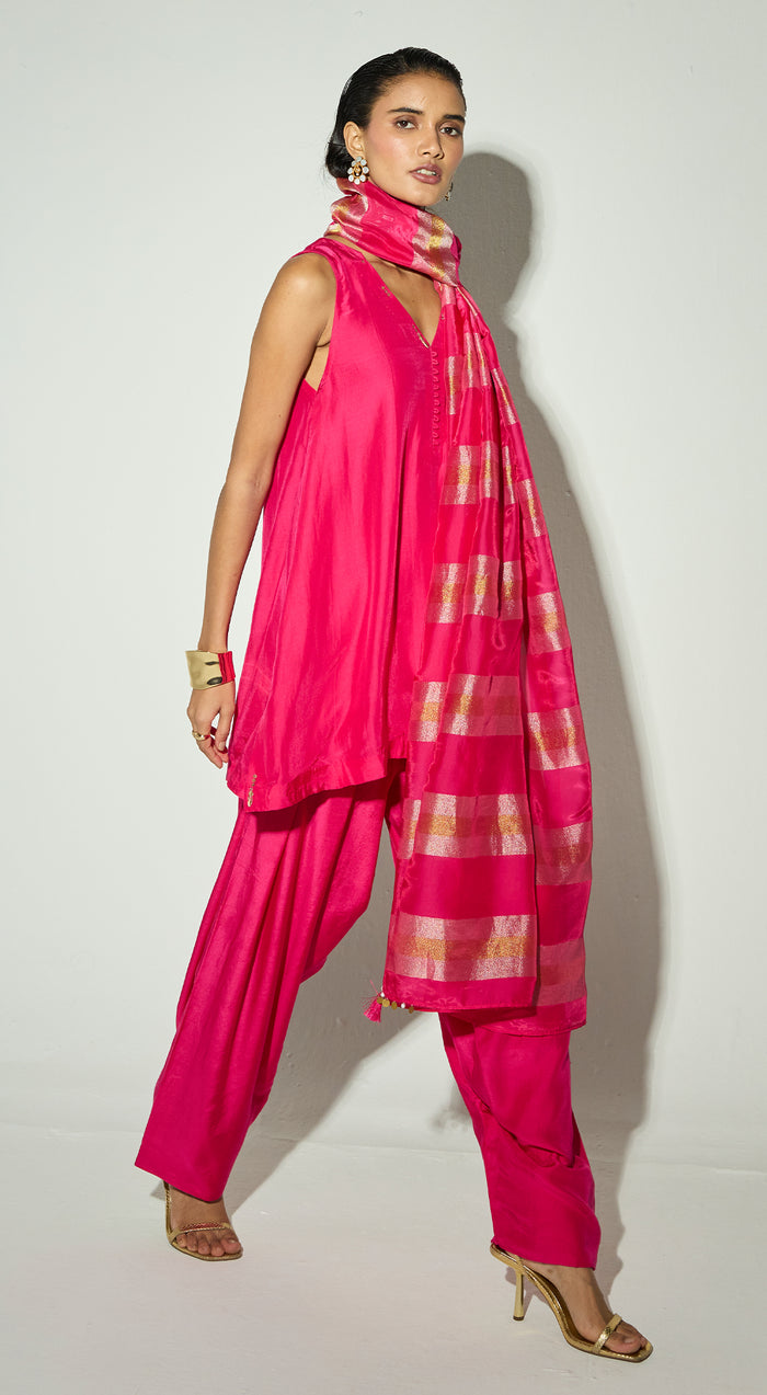 Rani-Pink Silk Co-ord Set