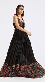 Black Gown with Applique Embroidery - Basanti Kapde aur Koffee