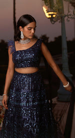 Blue Lehenga Set With Attached Dupatta - Basanti Kapde aur Koffee