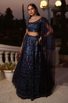 Blue Lehenga Set With Attached Dupatta - Basanti Kapde aur Koffee