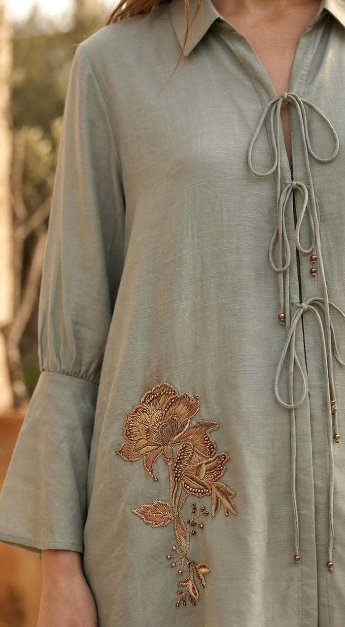 Aqua Cotton Silk Shirt