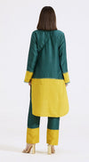 Green Color Block Coord Set - Basanti Kapde aur Koffee