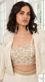 Ivory Sharara Set With Cutwork Jacket - Basanti Kapde aur Koffee