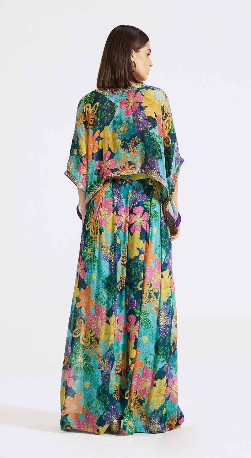 Multicoloured Sharara Set With Cape - Basanti Kapde aur Koffee