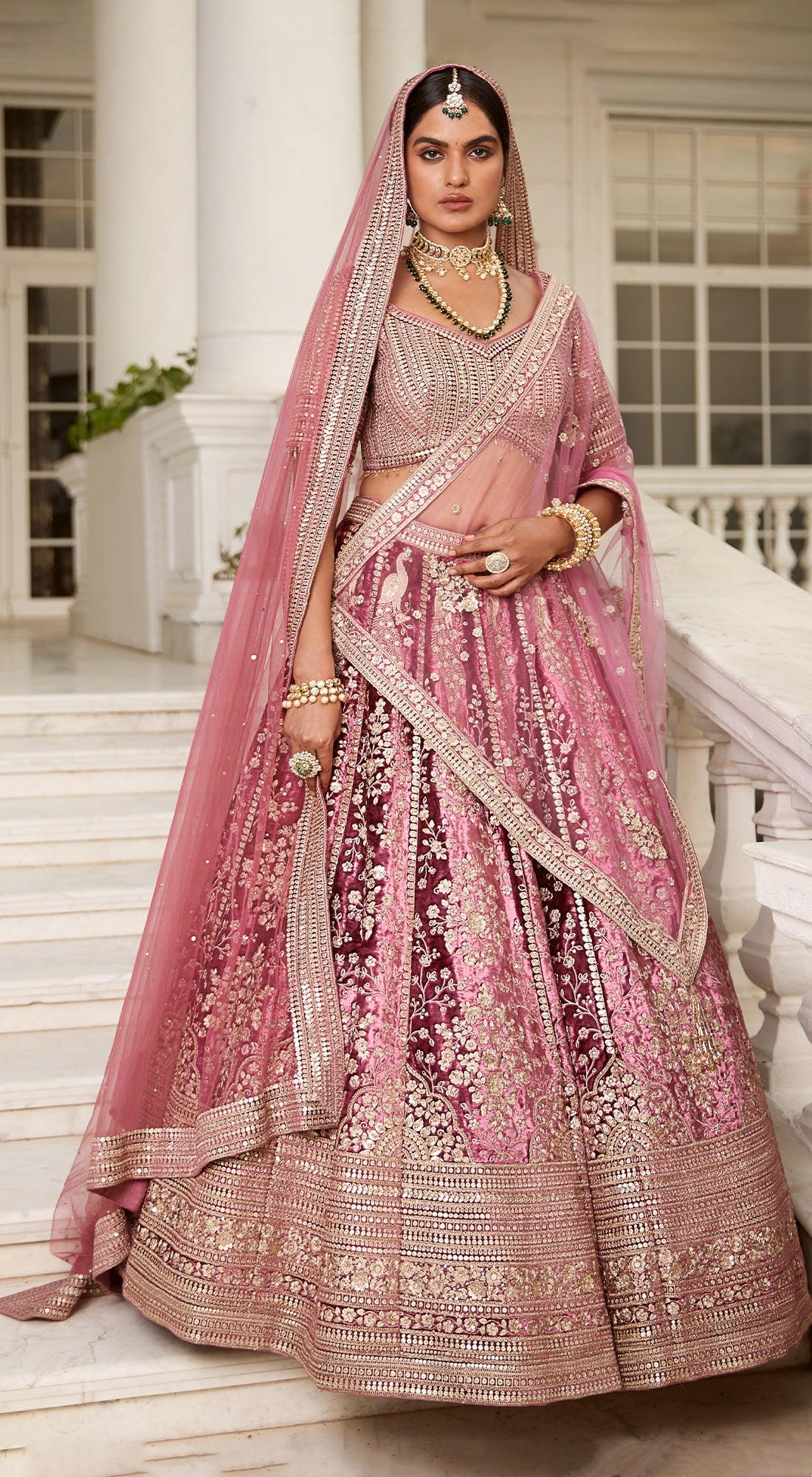 Bridal baby pink lehenga deals
