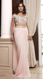 Pink Skirt Set With Attached Dupatta - Basanti Kapde aur Koffee