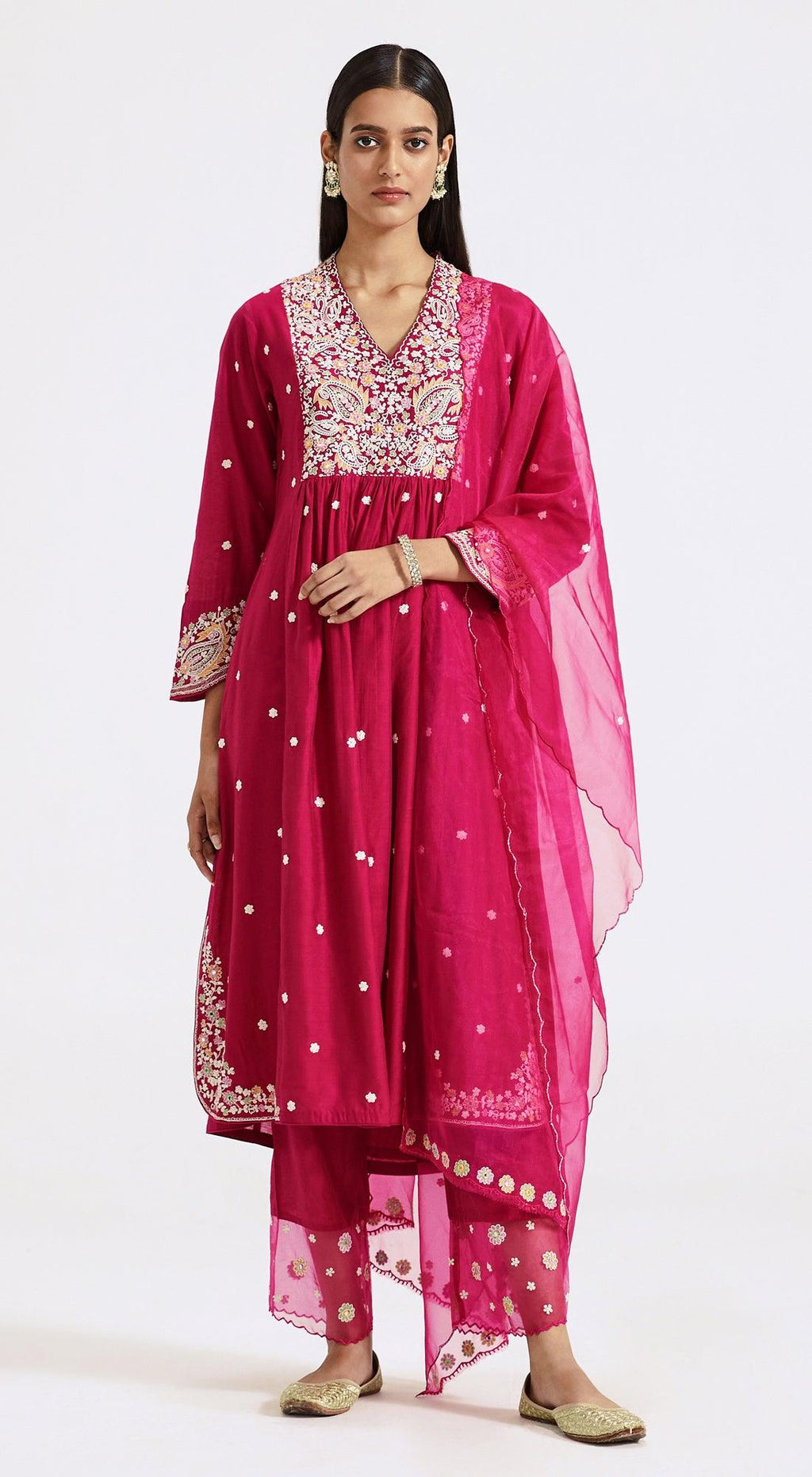 Rani Pink Embroidered Suit Set - Basanti Kapde aur Koffee