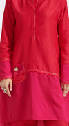 Red Color Block Coord Set - Basanti Kapde aur Koffee