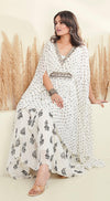 White Dress With Attached Cape - Basanti Kapde aur Koffee