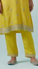 Yellow Chanderi Suit Set - Basanti Kapde aur Koffee