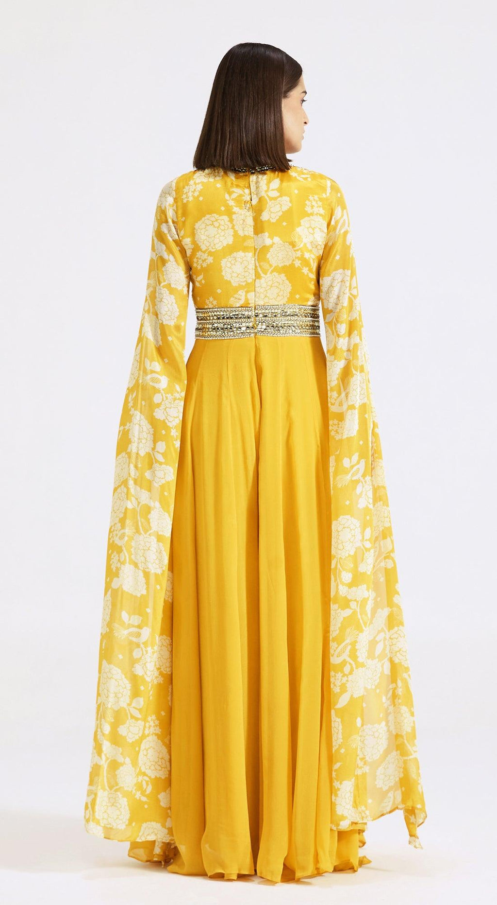 Shop Yellow Silk Drape Dress and Cape Set by LABEL NITIKA at House of  Designers – HOUSE OF DESIGNERS