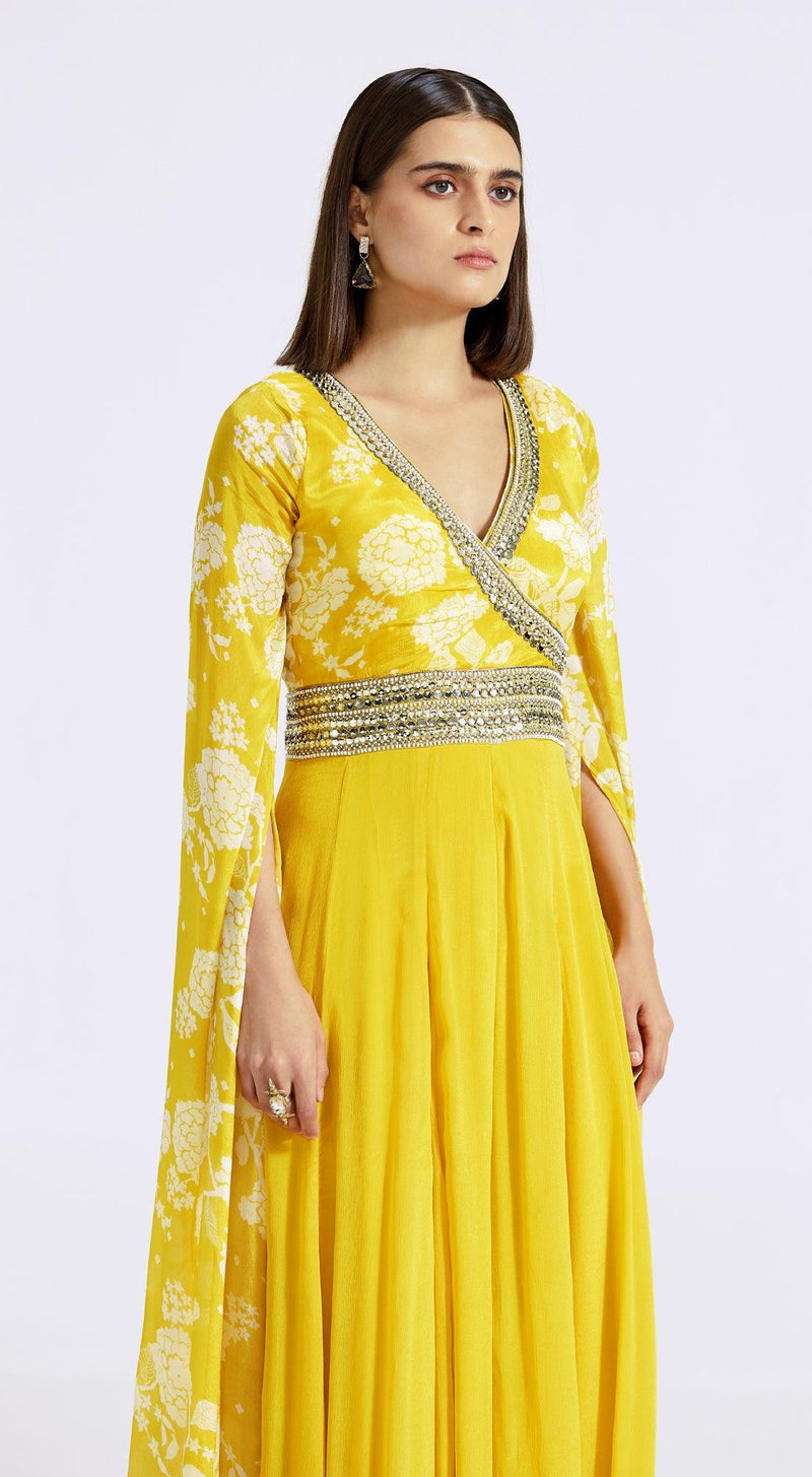 Yellow Jumpsuit with Cape Sleeves - Basanti Kapde aur Koffee