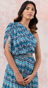 Blue Maxi Dress With Embroidered Belt - Basanti Kapde aur Koffee