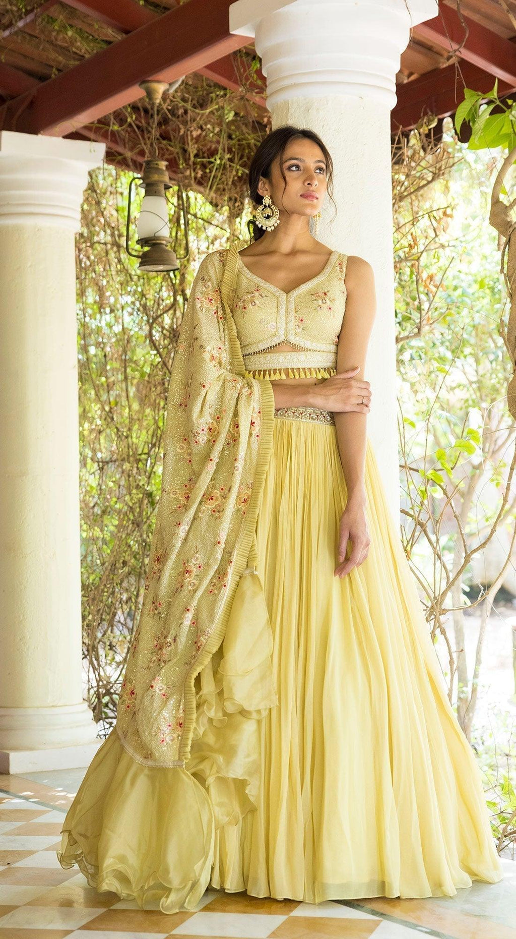 Yellow Weaving Banarasi silk Lehenga Choli - LC4892
