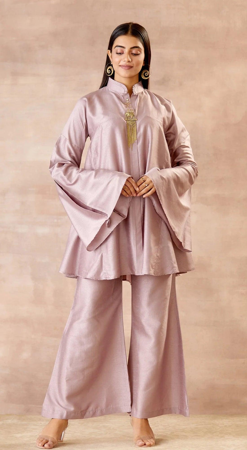 Lilac Feather Cord Set With Flared Sleeves and Pants – Basanti