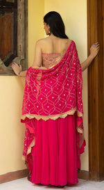 Rani pink embroidered bustier with sharara and cepe - Basanti Kapde aur Koffee