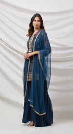 Teal Blue Embellished Sharara Set - Basanti Kapde aur Koffee
