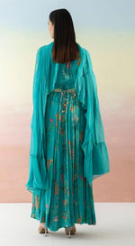 Turquoise Blue Printed Anarkali Suit - Basanti Kapde aur Koffee